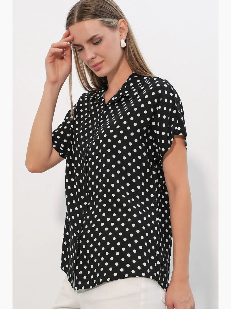 Camisa de crepe estampado com botões bdart Preto - Kiabi