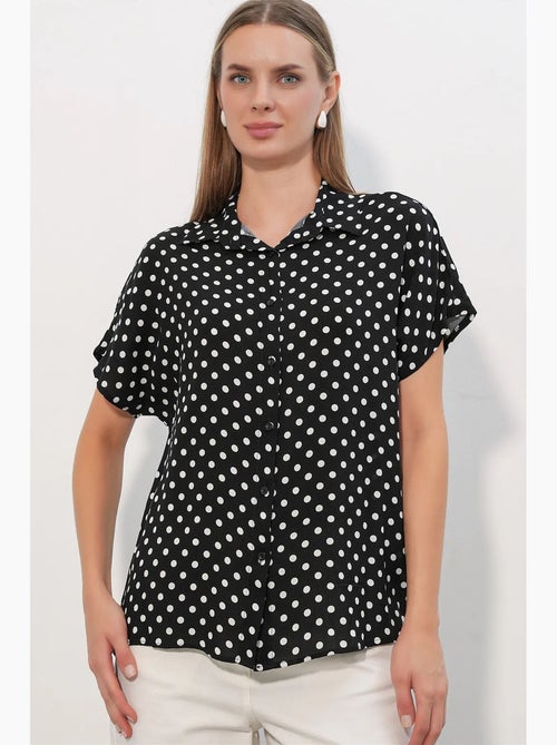 Camisa de crepe estampado com botões bdart - Kiabi Camisa de crepe estampado com botões bdart - Kiabi