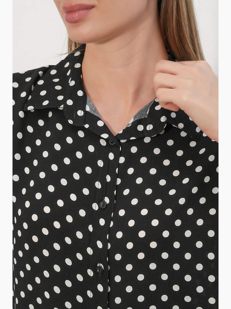 Camisa de crepe estampado com botões bdart Preto - Kiabi