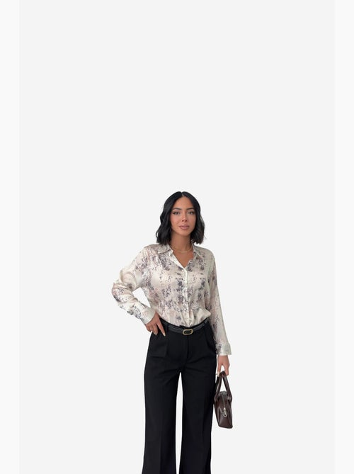 Camisa de crepe estampado com botões my fashion - Kiabi Camisa de crepe estampado com botões my fashion - Kiabi