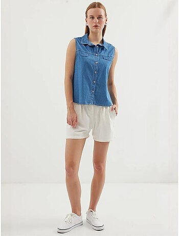 Camisa de denim de algodão sem mangas bdart