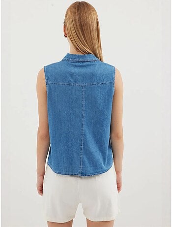 Camisa de denim de algodão sem mangas bdart