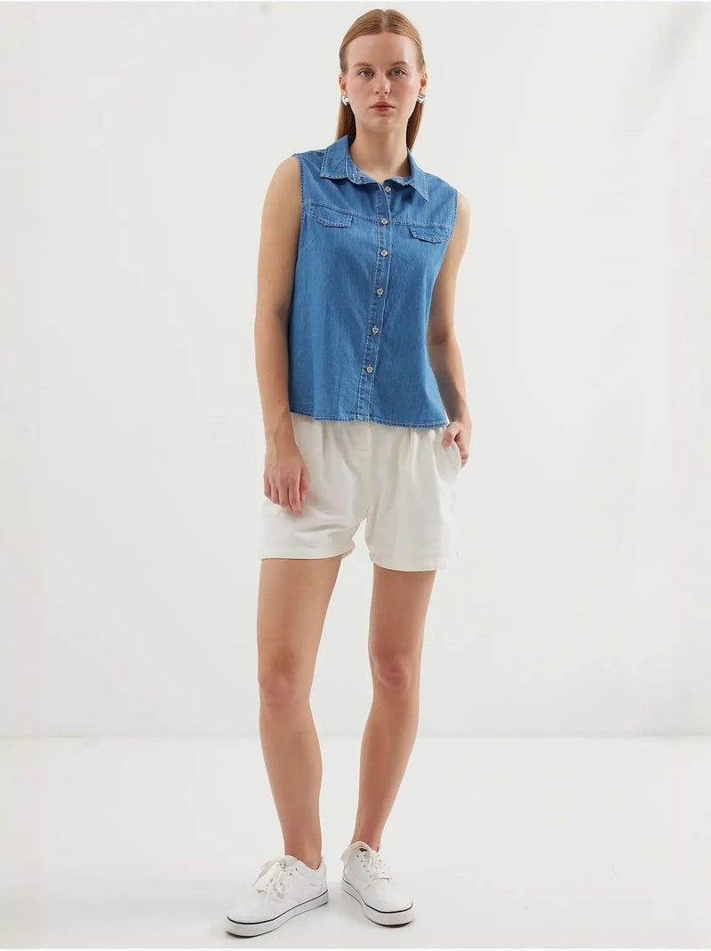 Camisa de denim de algodão sem mangas bdart Azul-safira - Kiabi