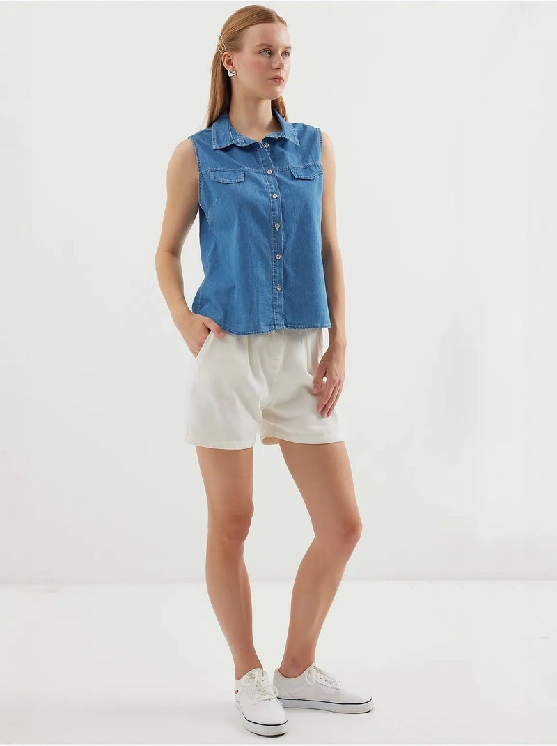Camisa de denim de algodão sem mangas bdart Azul-safira - Kiabi