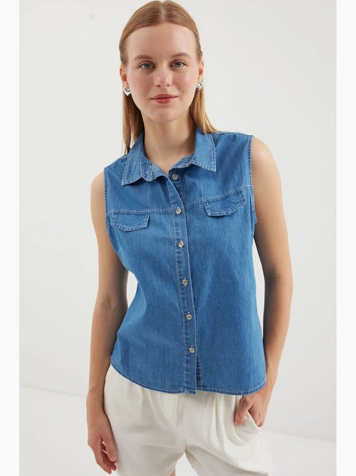 Camisa de denim de algodão sem mangas bdart - Kiabi