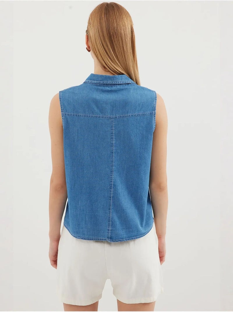 Camisa de denim de algodão sem mangas bdart Azul-safira - Kiabi