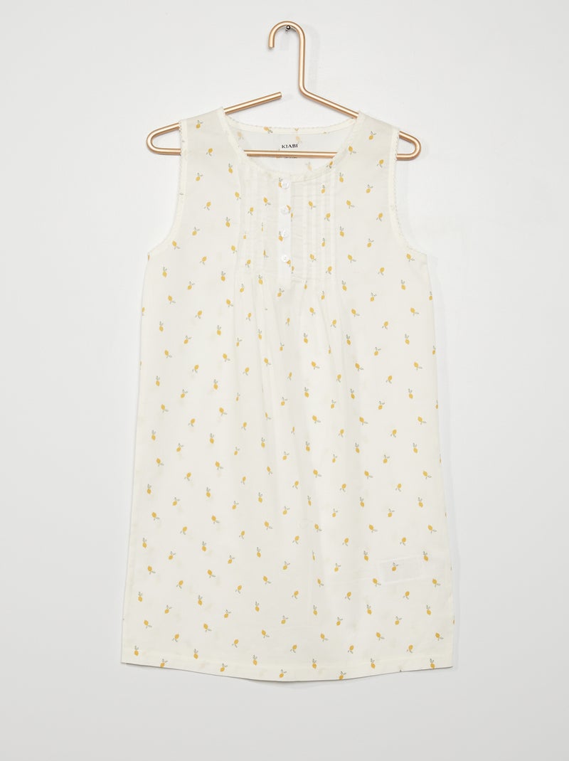 Camisa de dormir 100% algodão BRANCO - Kiabi