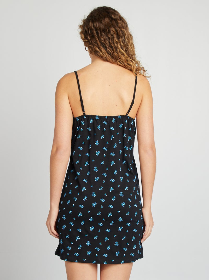 Camisa de dormir com alças finas PRETO - Kiabi