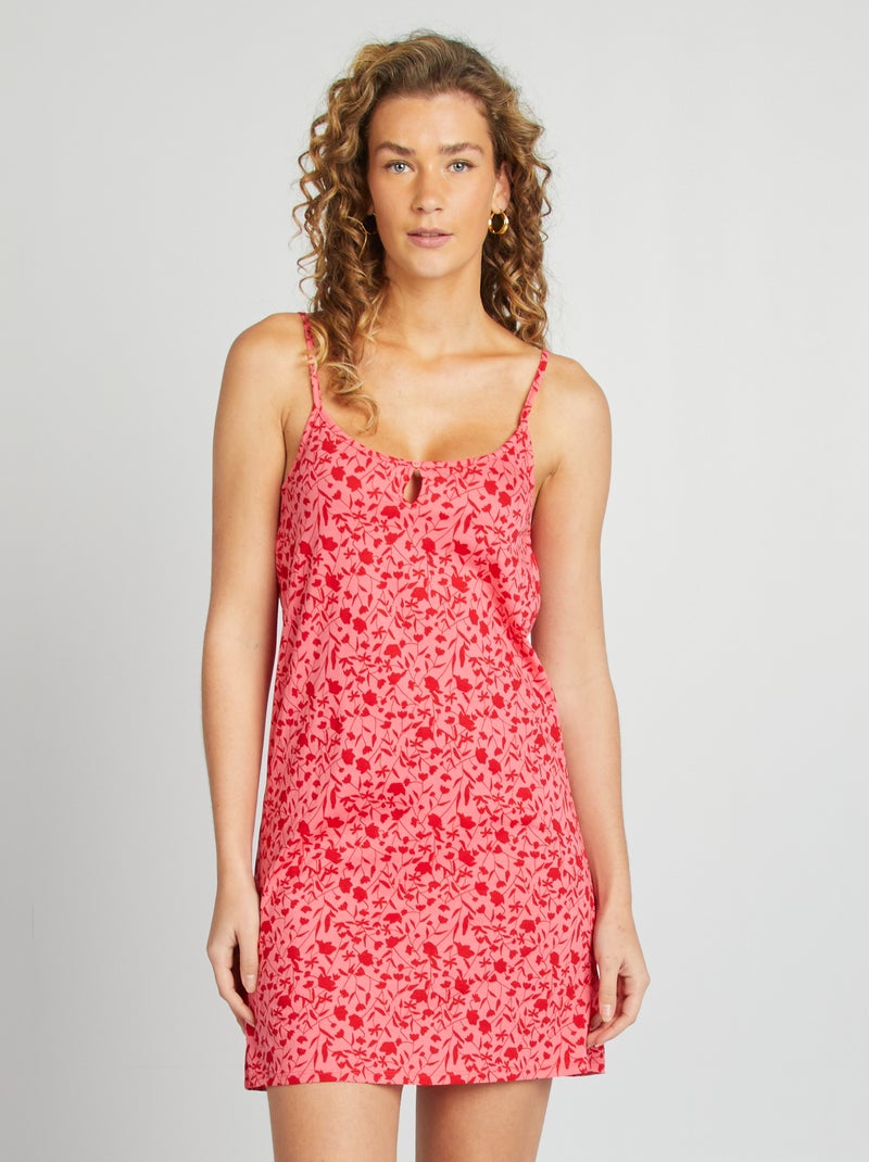 Camisa de dormir com alças finas ROSA - Kiabi