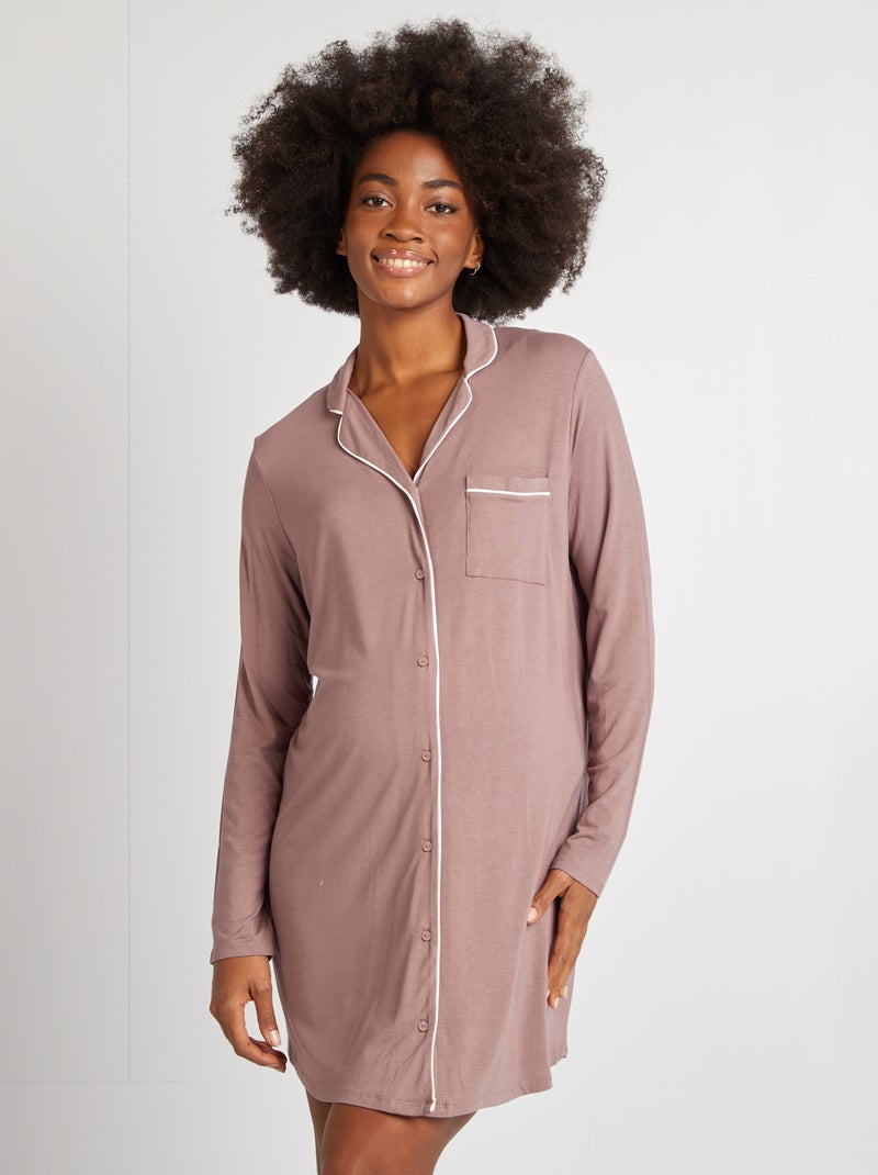 Camisa de dormir com botões VIOLETA - Kiabi