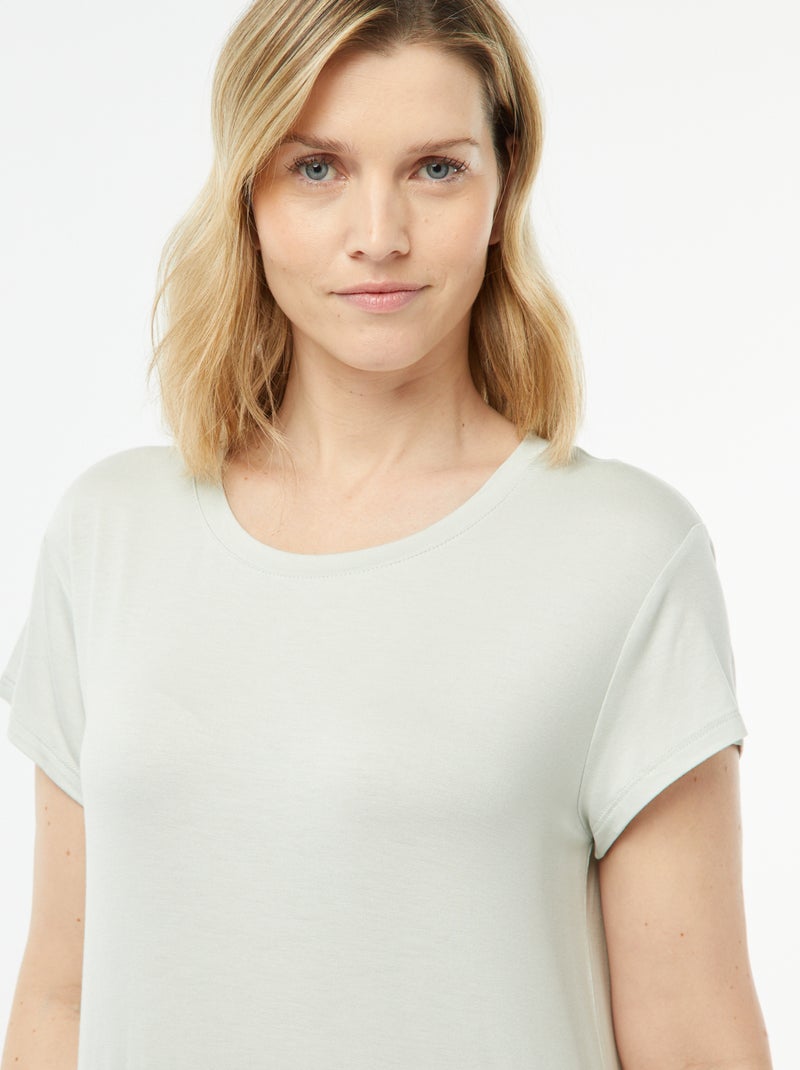 Camisa de dormir com corte de t-shirt fluida AZUL - Kiabi