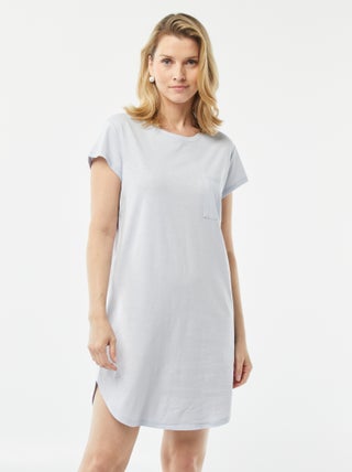 Camisa de dormir com corte estilo t-shirt em mistura de linho
