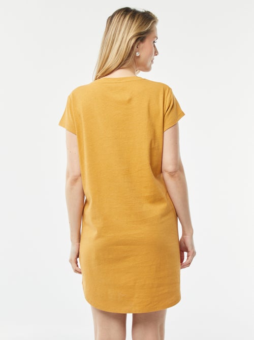 Camisa de dormir com corte estilo t-shirt em mistura de linho - Kiabi