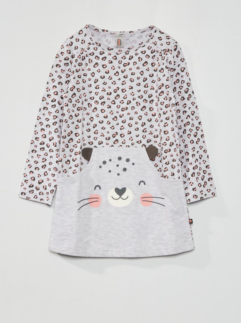 Camisa de dormir com estampado 'gato' Cinza - Kiabi