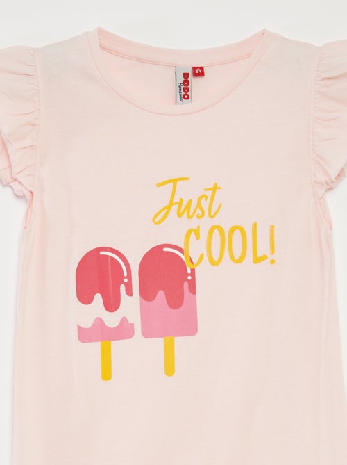 Camisa de dormir com folhos e impressão - Kiabi