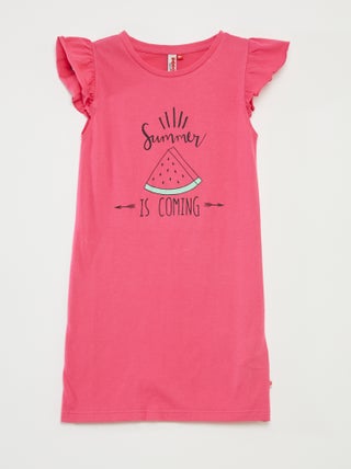 Camisa de dormir com folhos e impressão