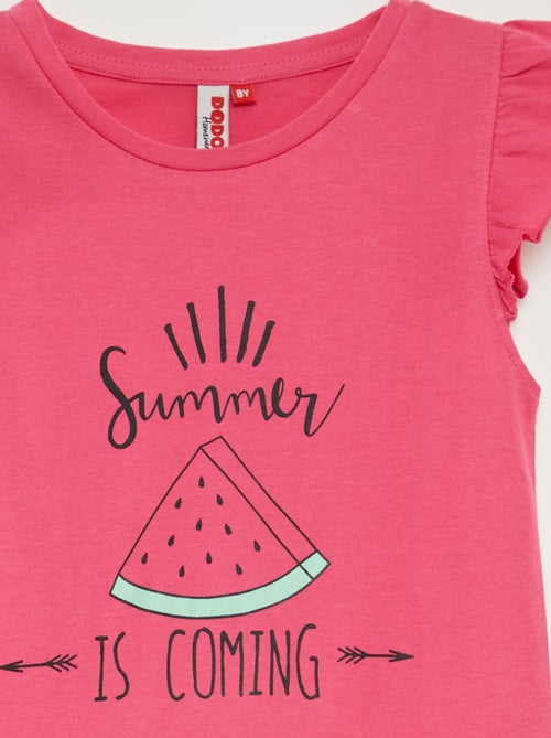 Camisa de dormir com folhos e impressão - Kiabi