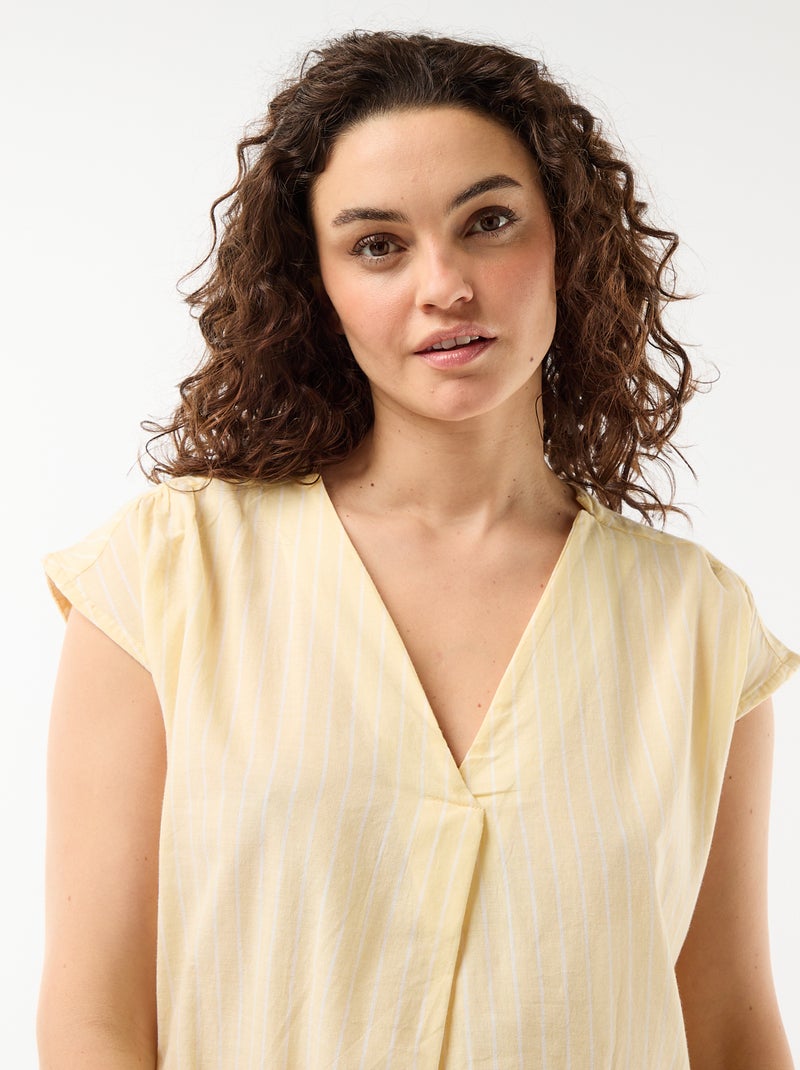 Camisa de dormir comprida em algodão Amarelo - Kiabi