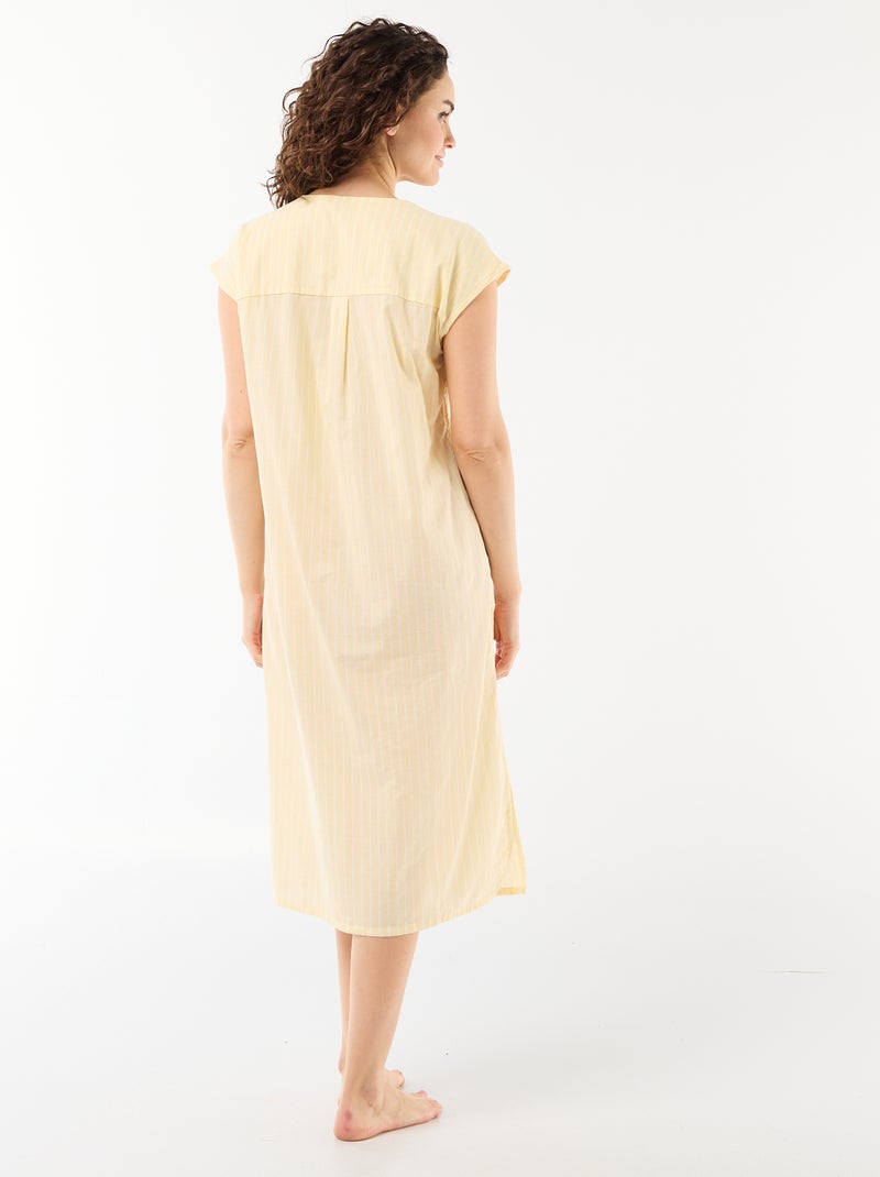 Camisa de dormir comprida em algodão Amarelo - Kiabi