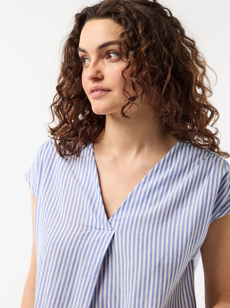 Camisa de dormir comprida em algodão Azul - Kiabi