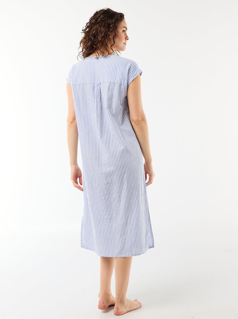Camisa de dormir comprida em algodão Azul - Kiabi