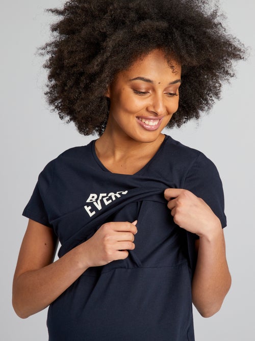 Camisa de dormir de amamentação com mensagem - Kiabi