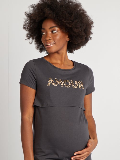 Camisa de dormir de amamentação com mensagem - Kiabi