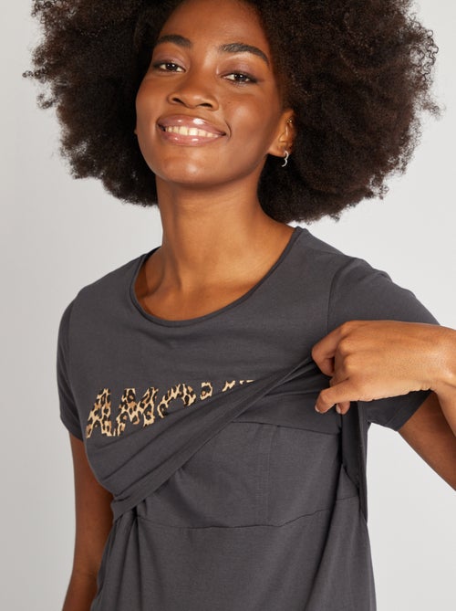 Camisa de dormir de amamentação com mensagem - Kiabi