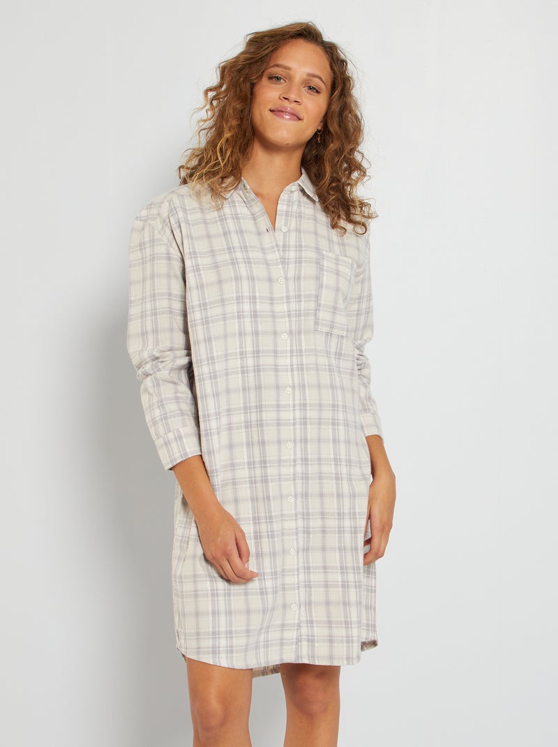 Camisa de dormir de flanela Quadriculado - Kiabi