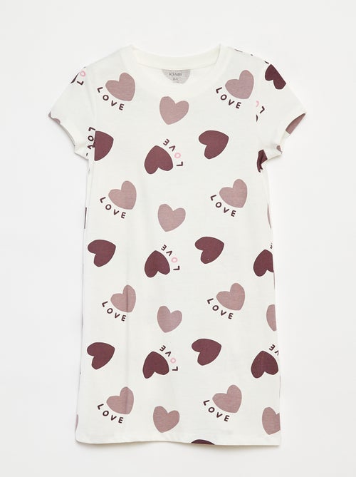 Camisa de dormir de manga curta com estampado - Kiabi