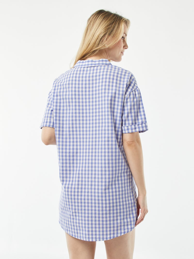 Camisa de dormir em algodão AZUL - Kiabi