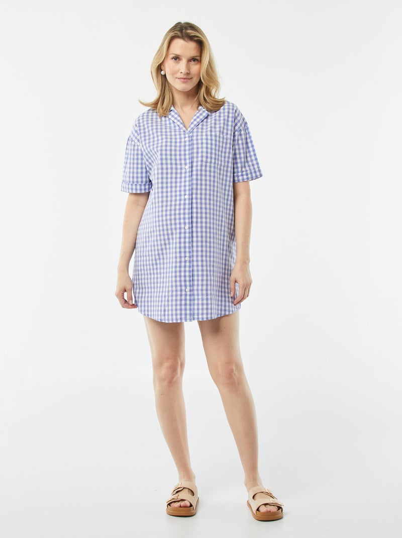 Camisa de dormir em algodão AZUL - Kiabi