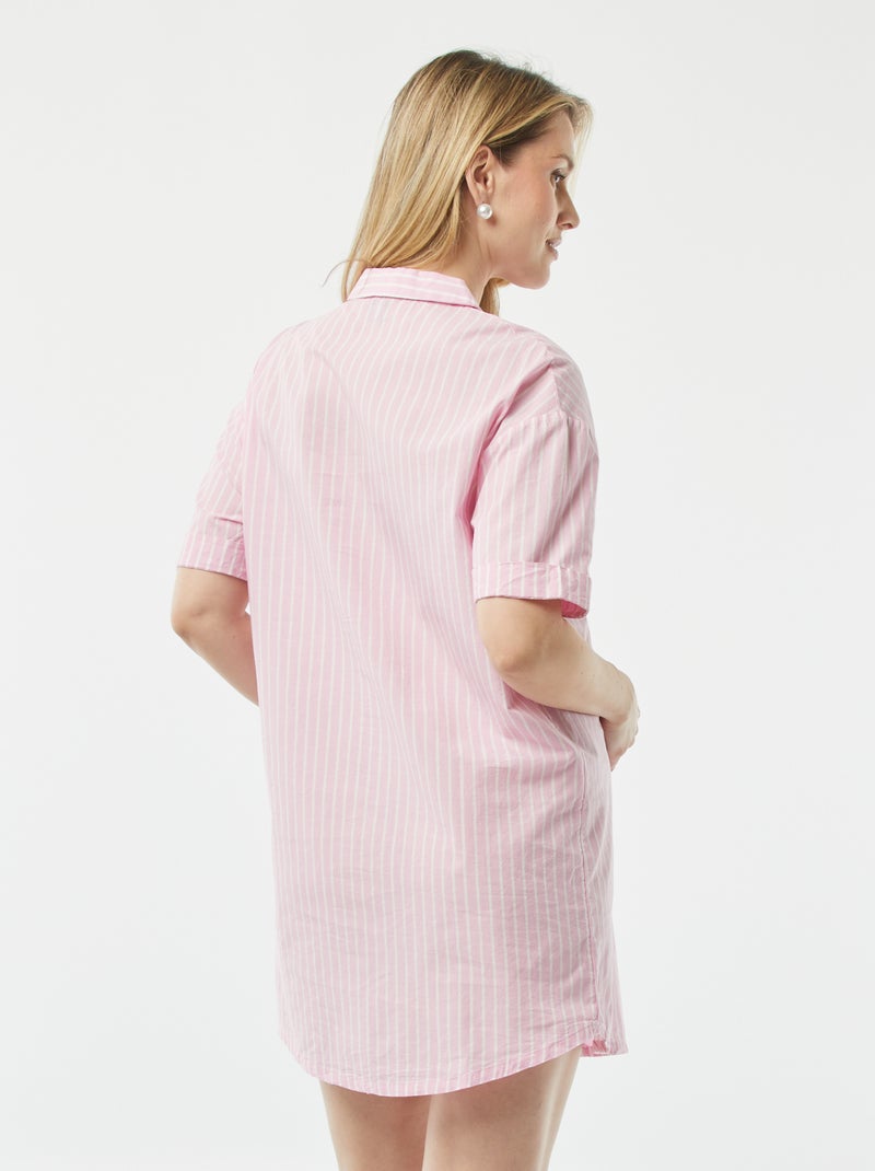 Camisa de dormir em algodão ROSA - Kiabi