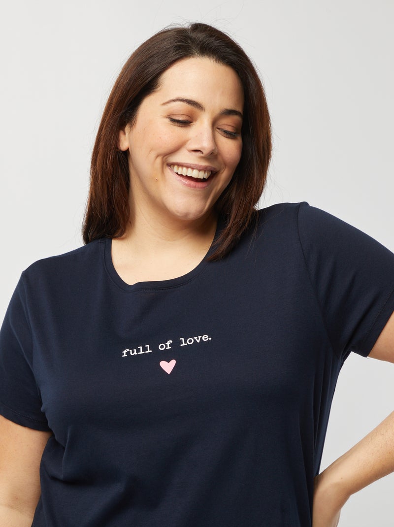 Camisa de dormir em jersey AZUL - Kiabi