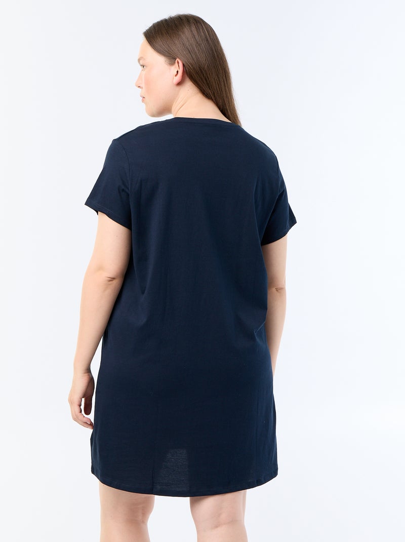 Camisa de dormir em jersey Azul - Kiabi