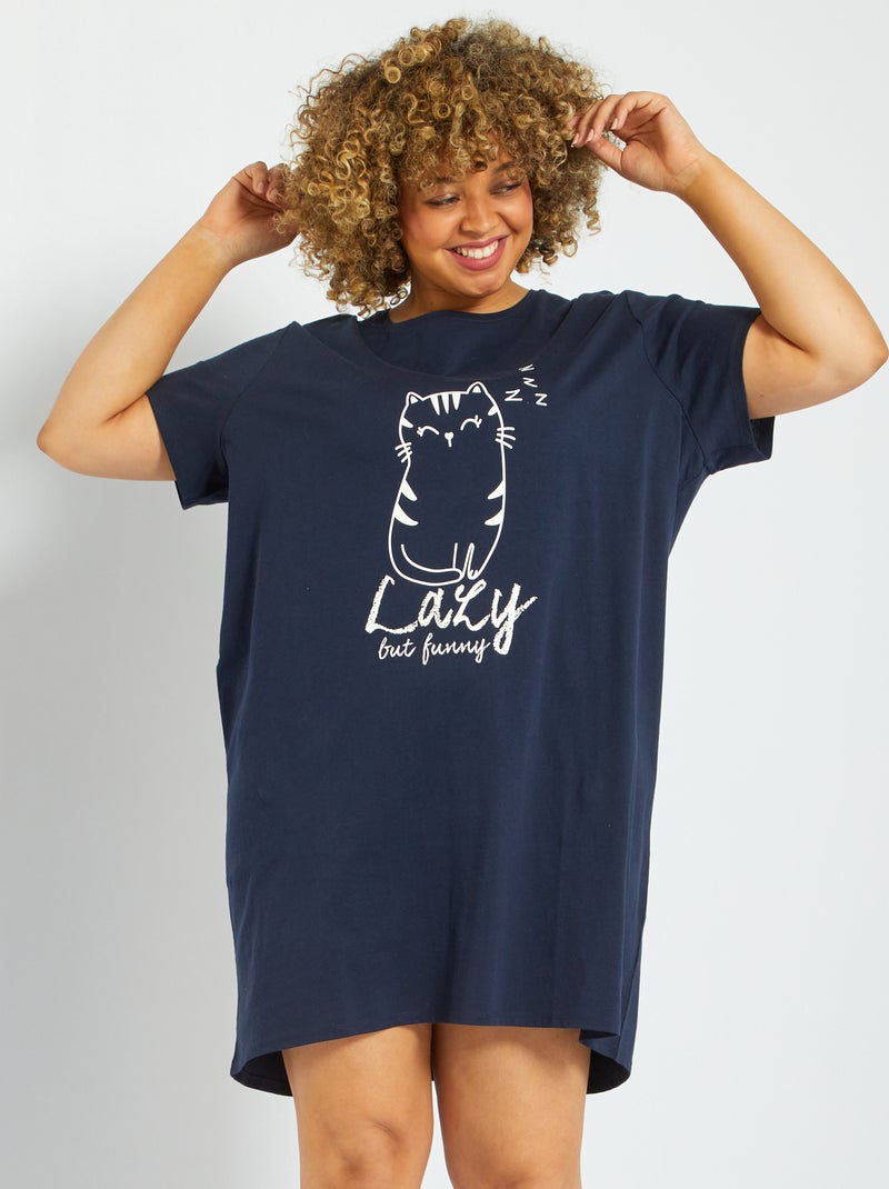 Camisa de dormir em jersey AZUL - Kiabi