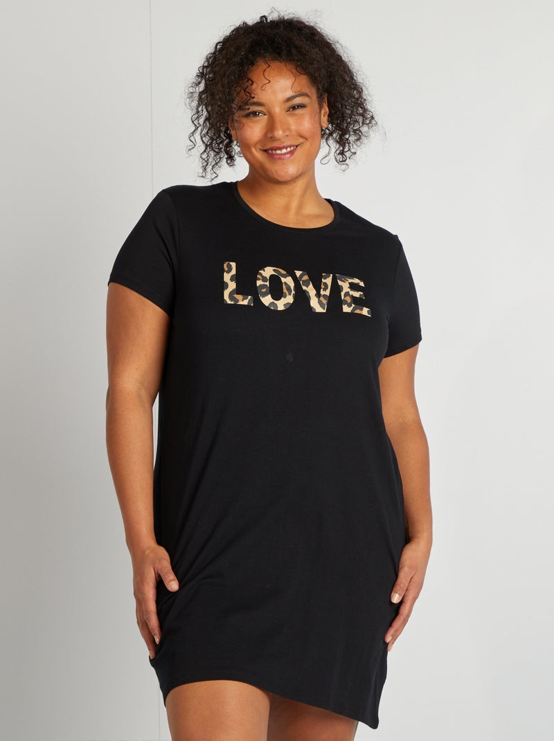 Camisa de dormir em jersey PRETO - Kiabi