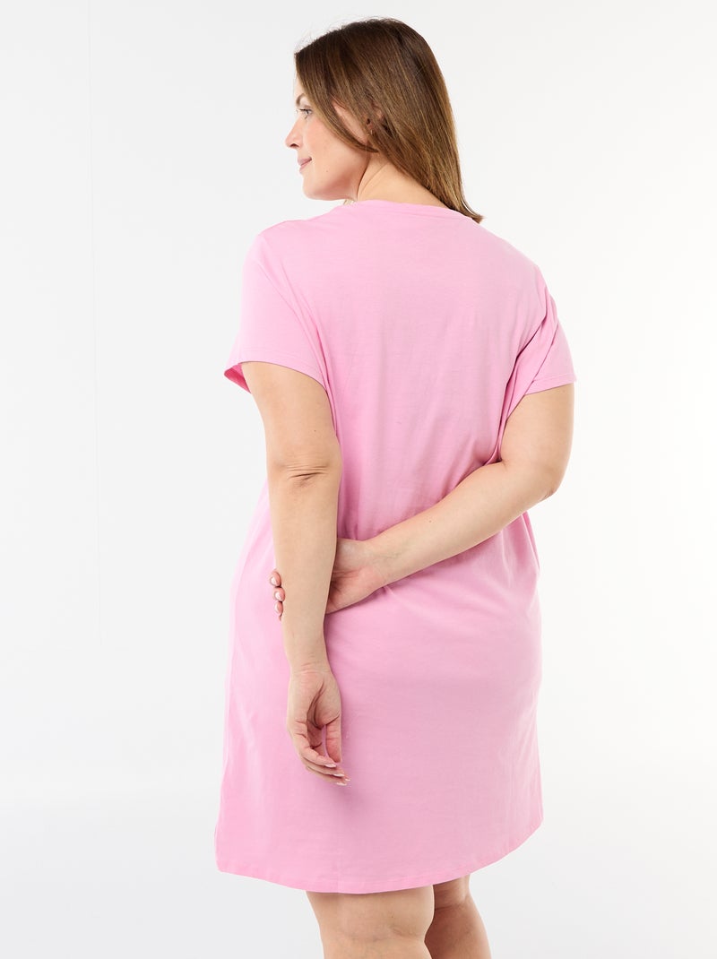 Camisa de dormir em jersey Rosa - Kiabi