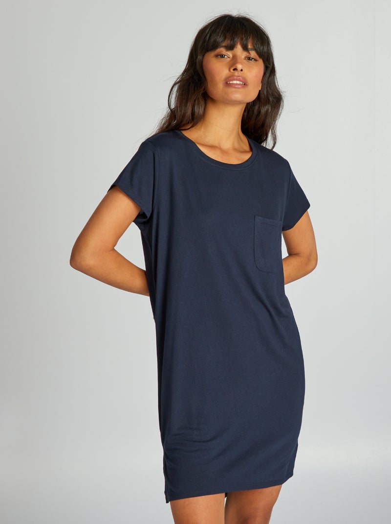 Camisa de dormir em malha jersey AZUL - Kiabi