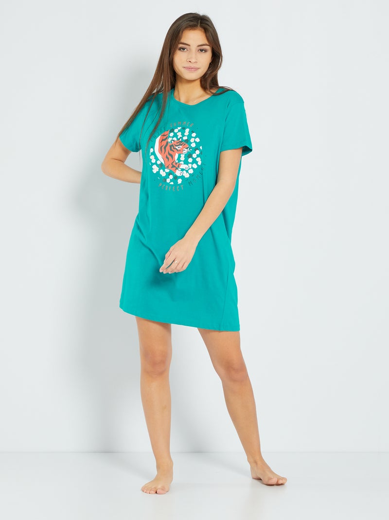 Camisa de dormir estampada Azul - Kiabi