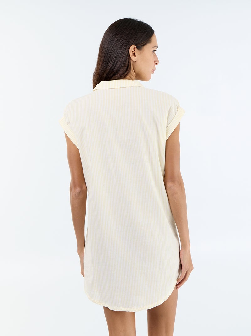 Camisa de dormir estampada de algodão Amarelo - Kiabi