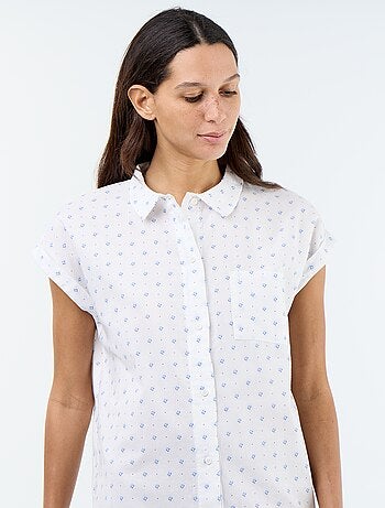 Camisa de dormir estampada de algodão