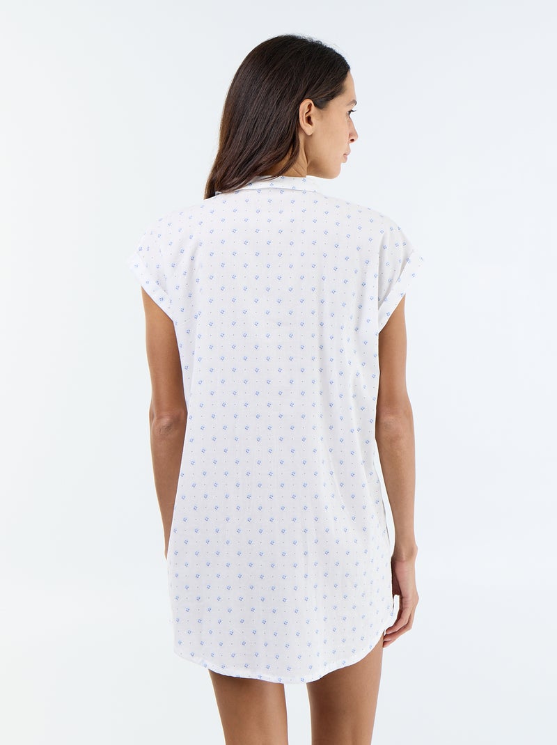 Camisa de dormir estampada de algodão Branco - Kiabi