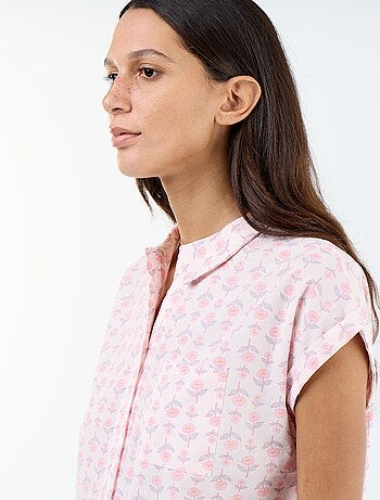 Camisa de dormir estampada de algodão