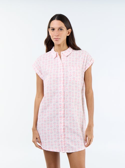 Camisa de dormir estampada de algodão - Kiabi
