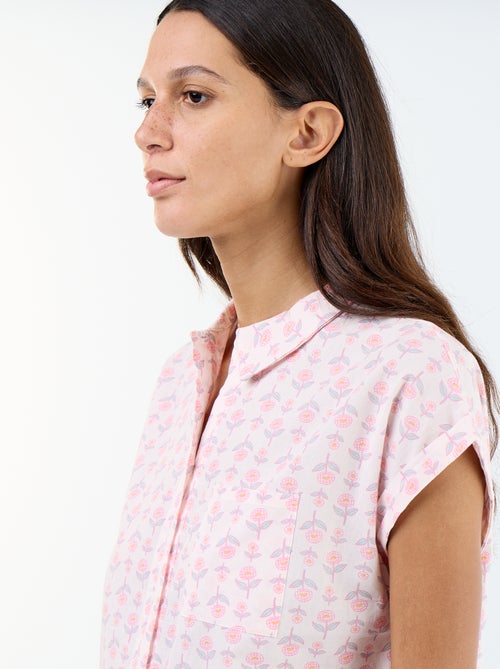Camisa de dormir estampada de algodão - Kiabi