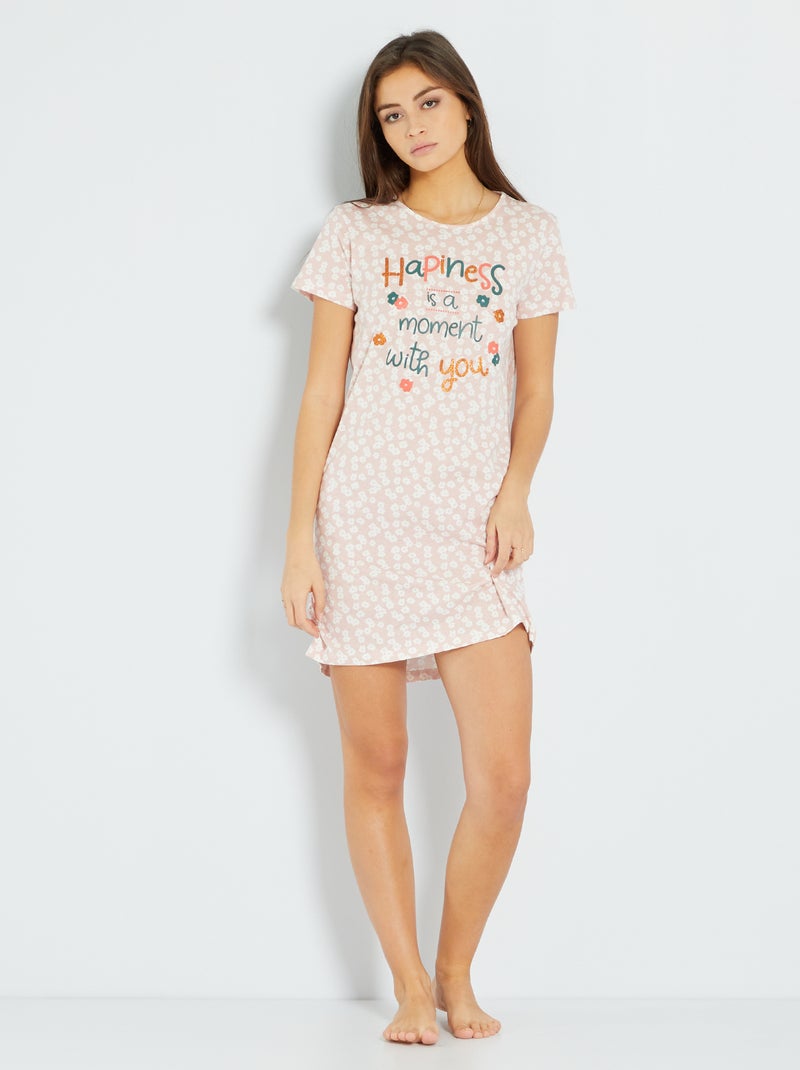 Camisa de dormir estampada Ecru - Kiabi