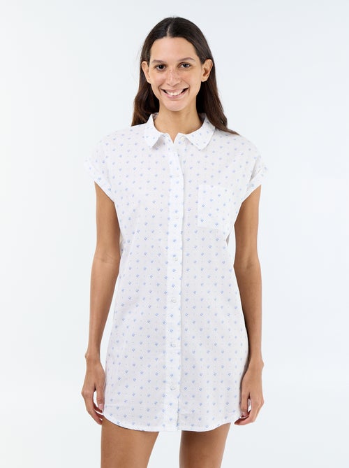 Camisa de dormir estampada em voile de algodão - Kiabi