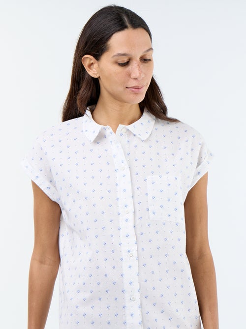 Camisa de dormir estampada em voile de algodão - Kiabi