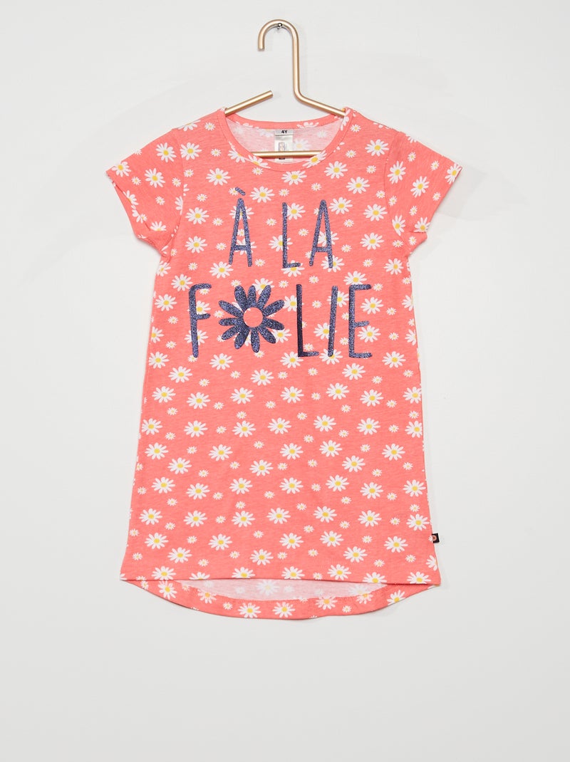 Camisa de dormir estampada Rosa Escuro - Kiabi